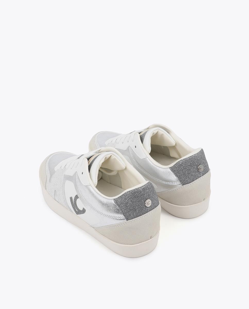 Sapatilhas Básicas Combinadas com Logo Prata-3