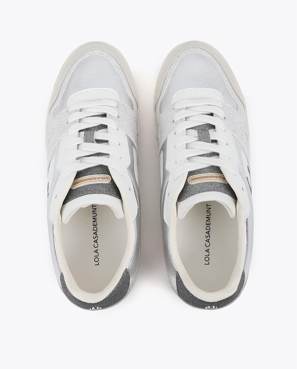 Sapatilhas Básicas Combinadas com Logo Prata-4