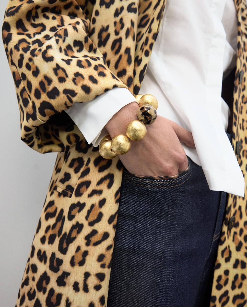 Pulseira de Corrente Maxi com Detalhe Animal Print Dourado-6