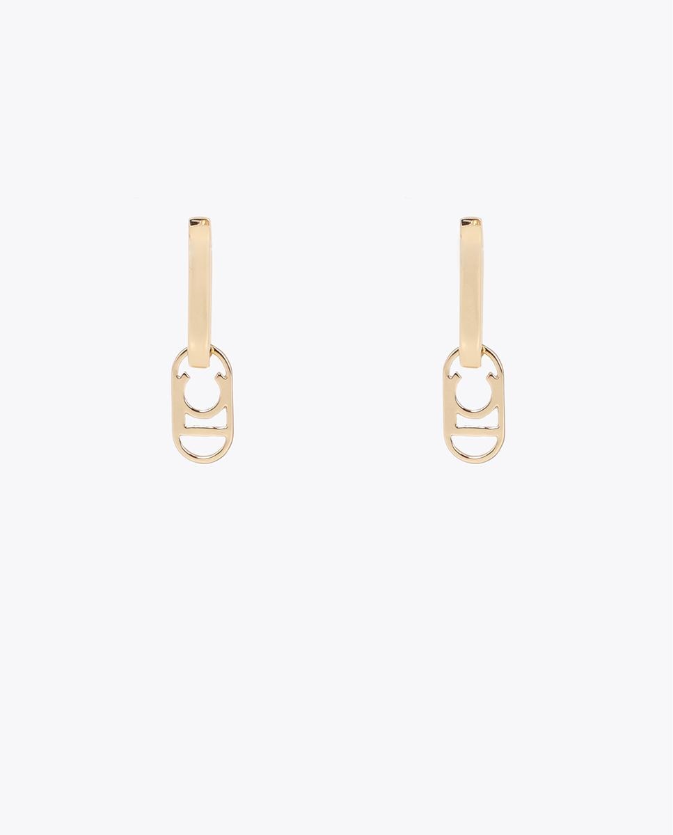Brincos Compridos com Dobradiça e Logo Amovível Dourado-1