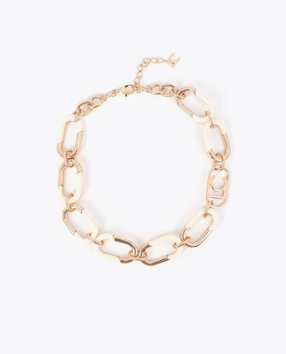 Colar de Corrente Combinada Dourado e Acrílico Cru-1