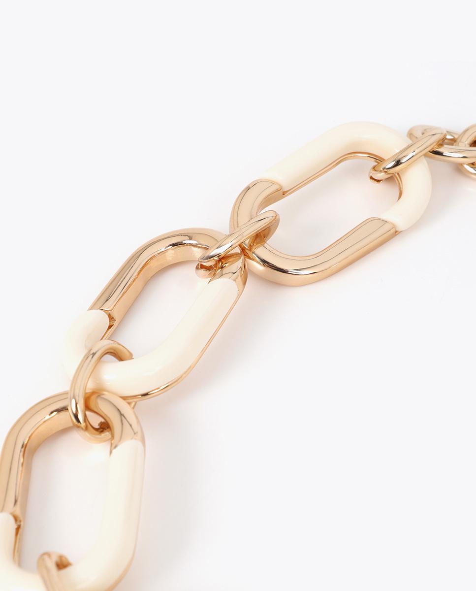 Colar de Corrente Combinada Dourado e Acrílico Cru-3