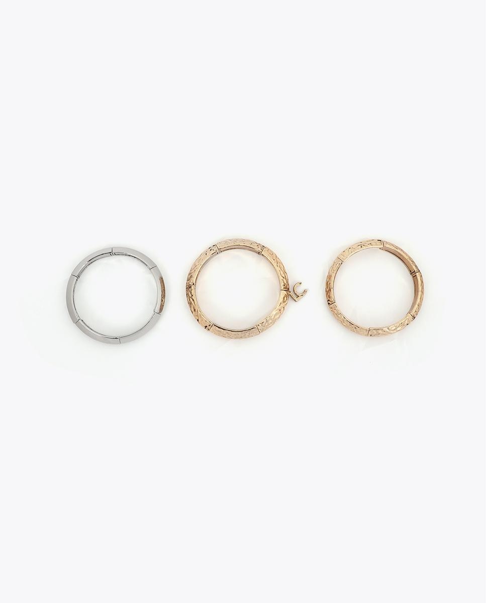 Pulseira com Charms Elástica com Textura Bicolor Dourado-3