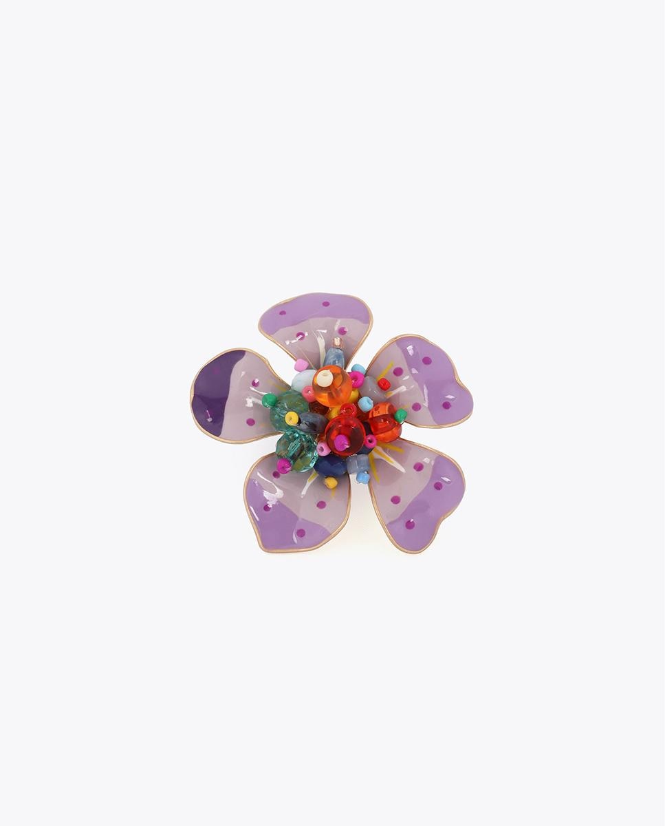 Imagem 0 de Anel com Pedras de Flor Lacada com Abalorios Multicolor