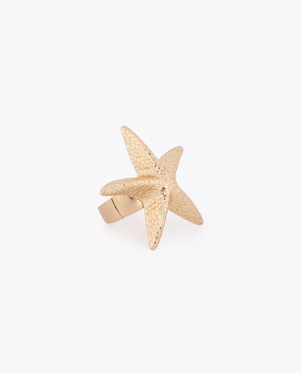 Anel Liso Estrela Metálica Dourado-2