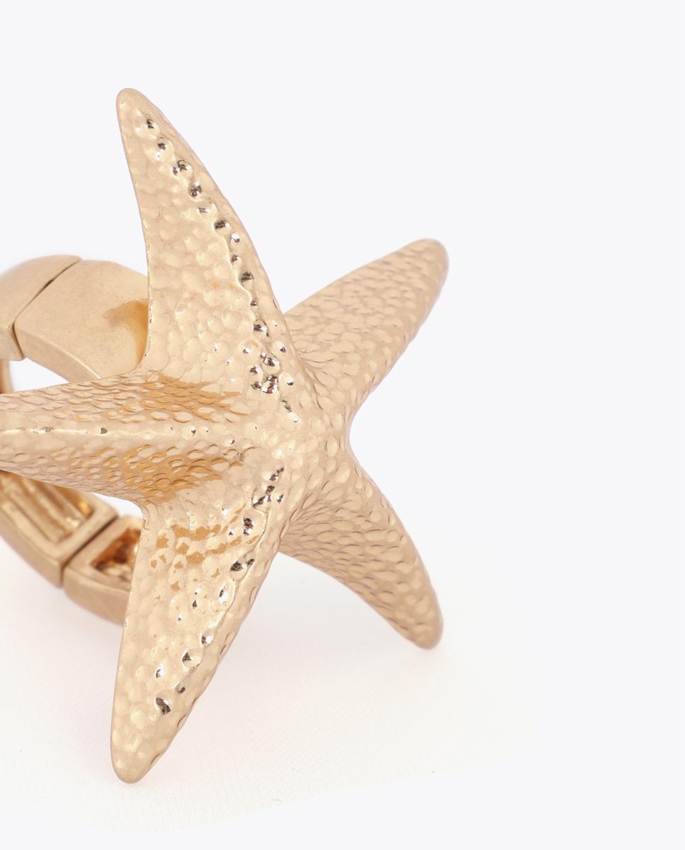 Anel Liso Estrela Metálica Dourado-5