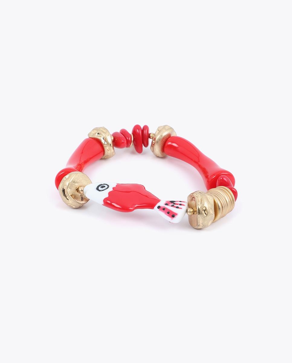 Pulseira com Charms Ajustável com Detalhes de Peixe Vermelho-2