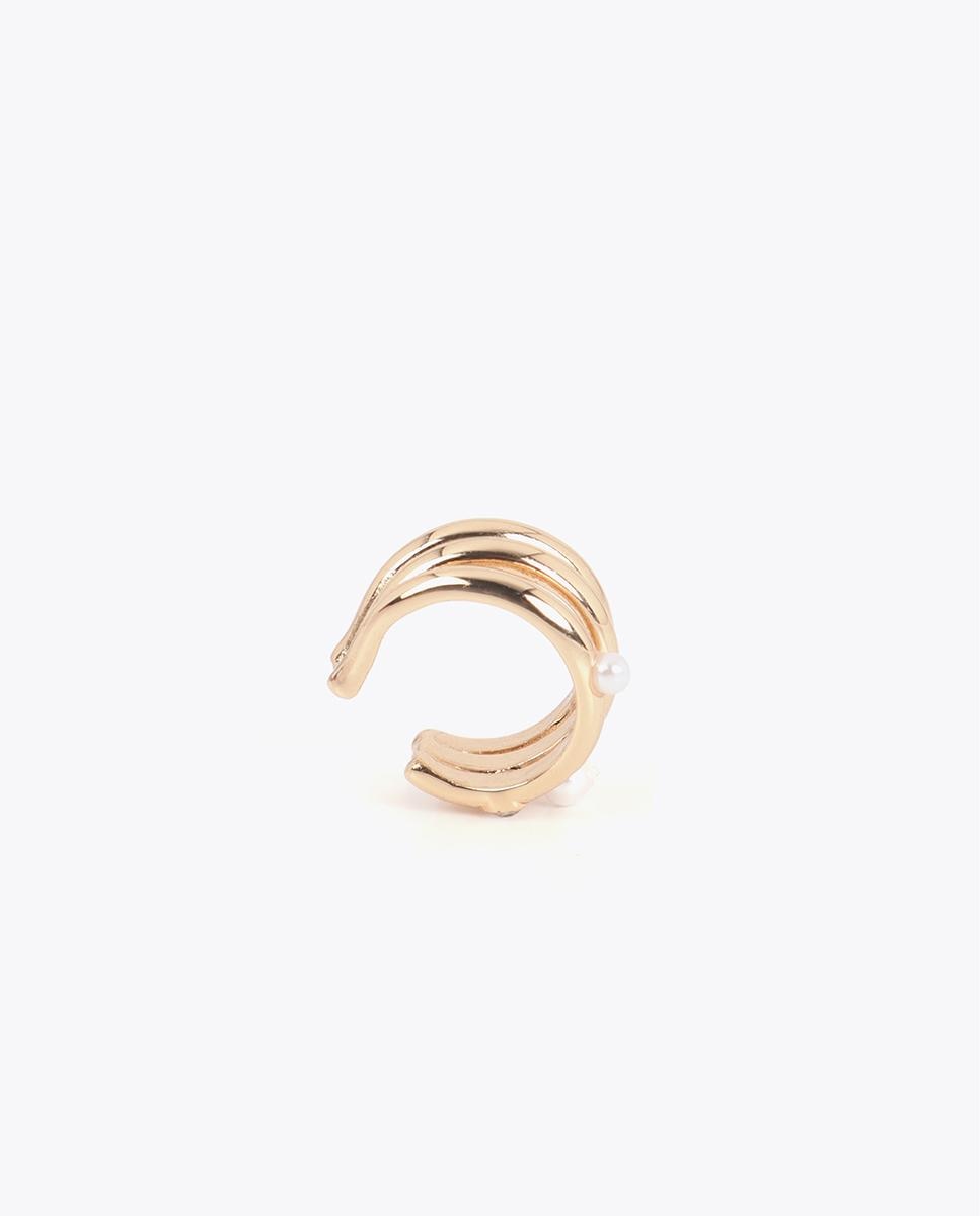Aro Combinado Pérolas e Cristais Dourado-5