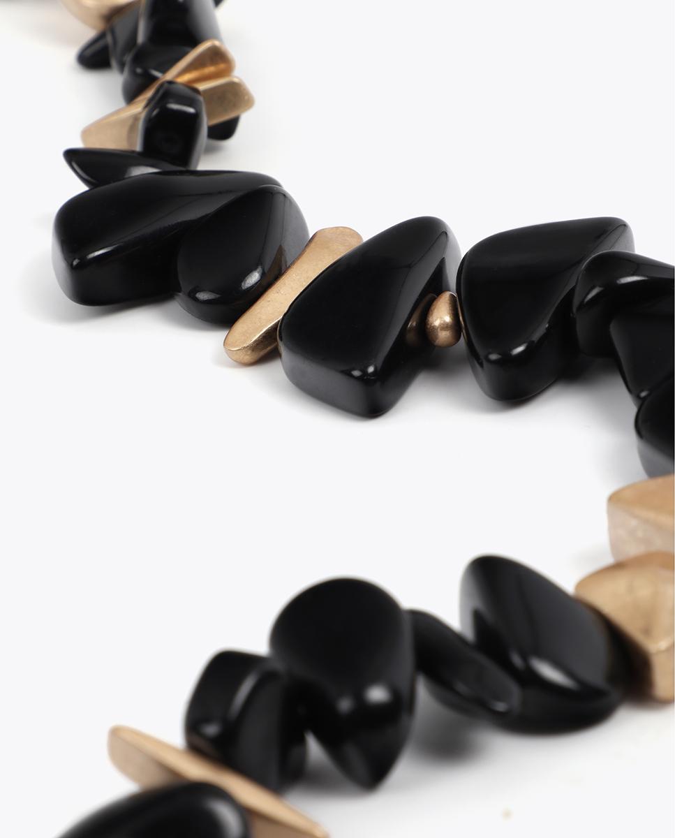 Colar Acrílico Combinado com Peças Metálicas Preto-4