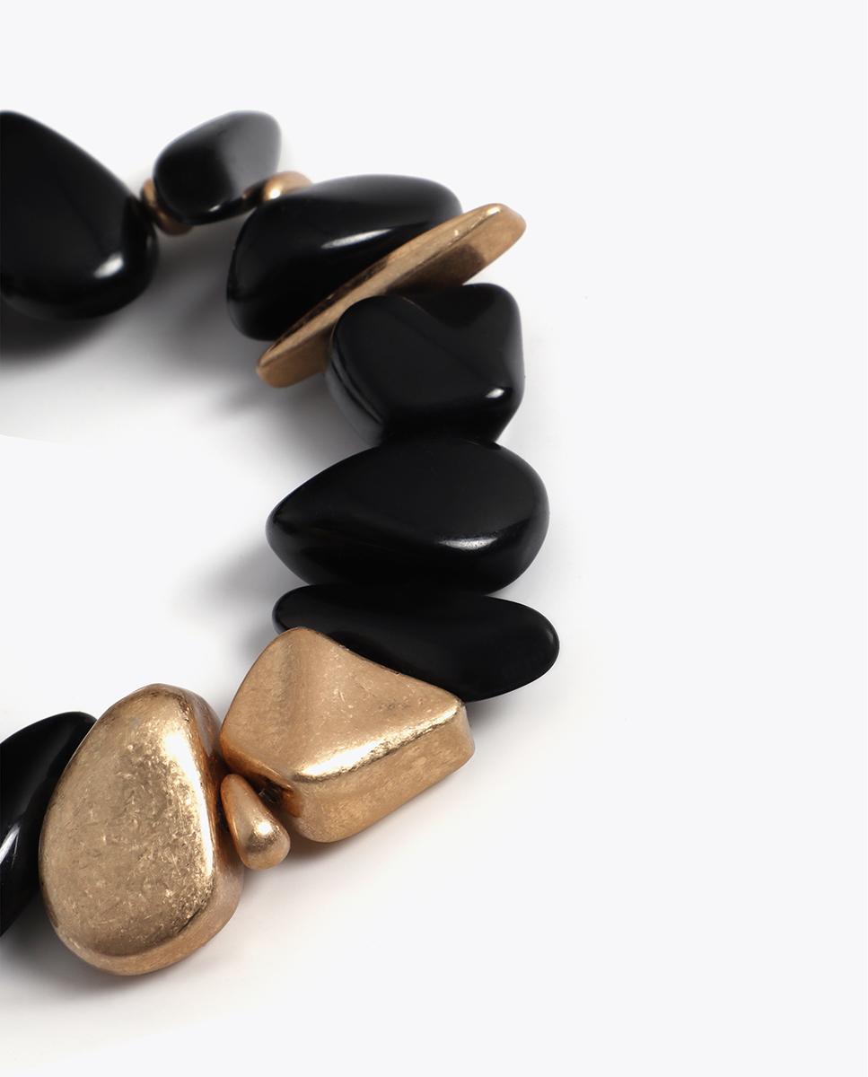 Pulseira de Corrente com Peças Metálicas Preto-3