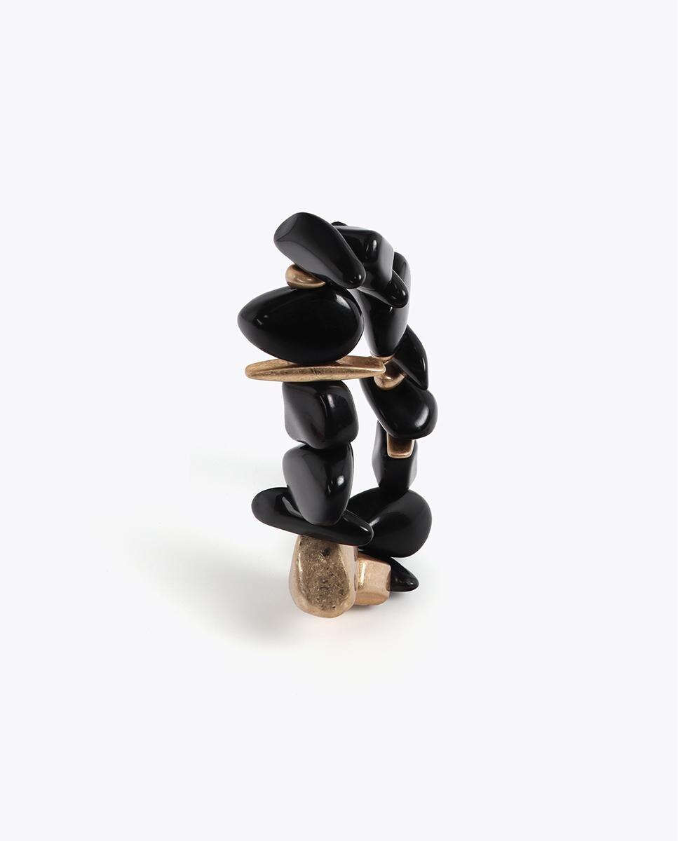 Pulseira de Corrente com Peças Metálicas Preto-4