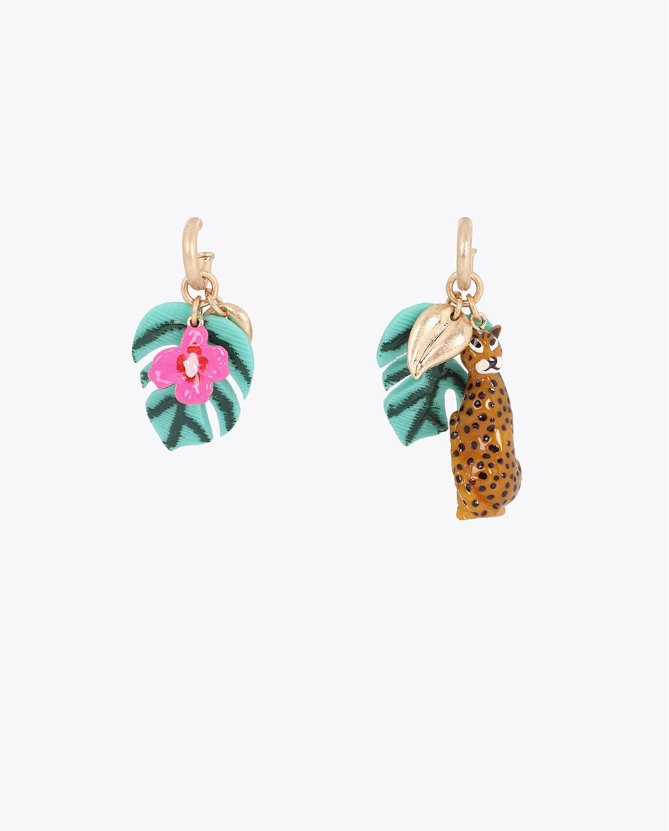 Brincos Grandes de Aro com Charms Tropicais Multicolor-1