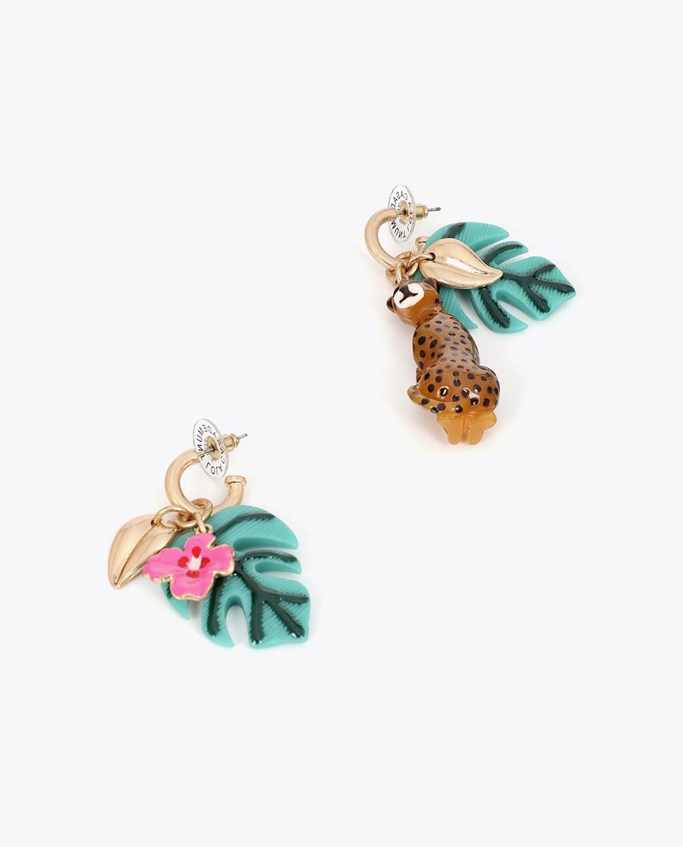 Brincos Grandes de Aro com Charms Tropicais Multicolor-2