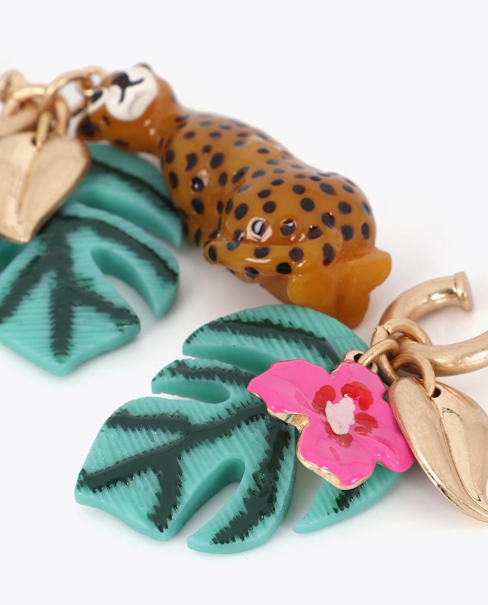 Brincos Grandes de Aro com Charms Tropicais Multicolor-5