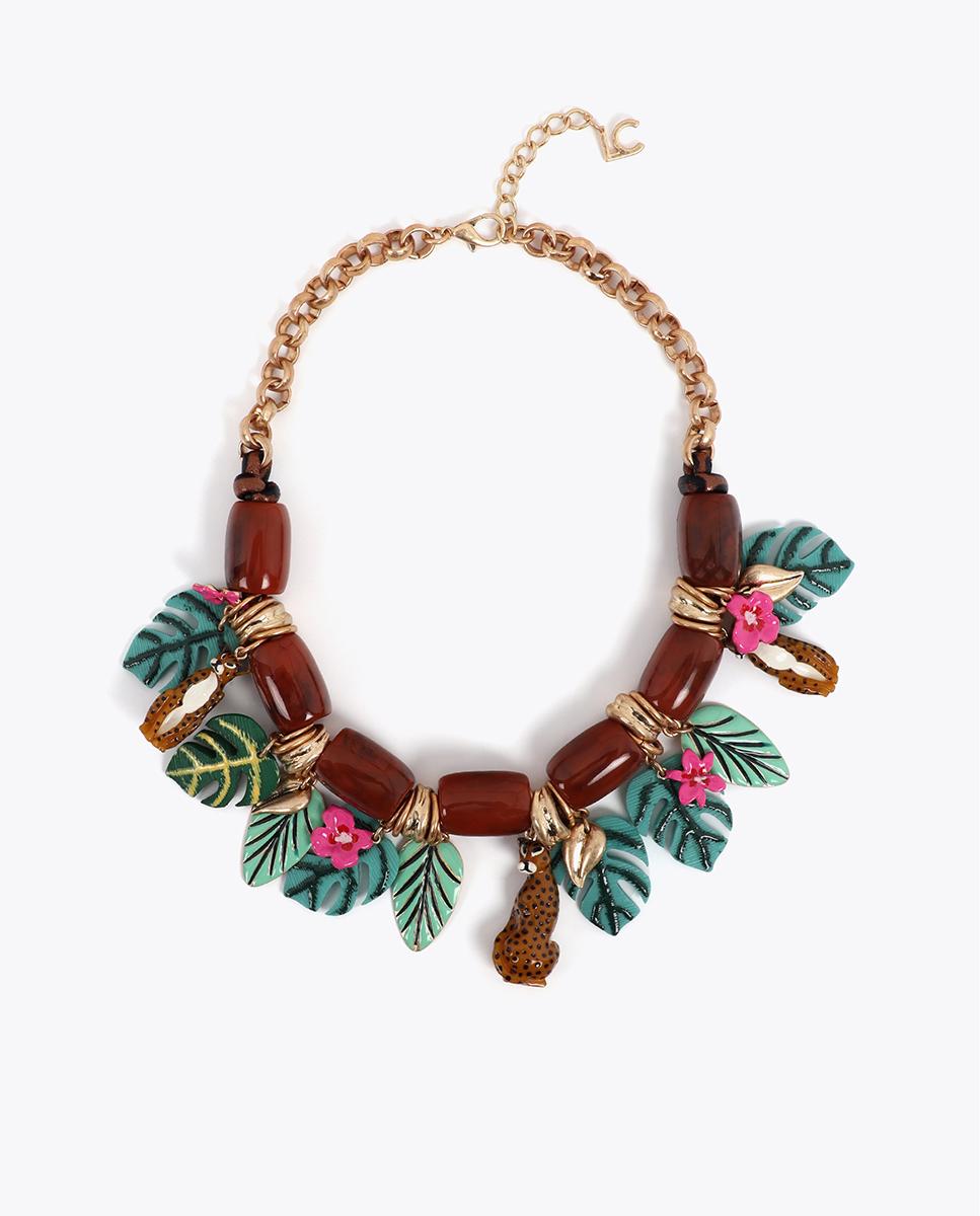 Colar Curto de Corrente com Charms Tropicais Multicolor-1