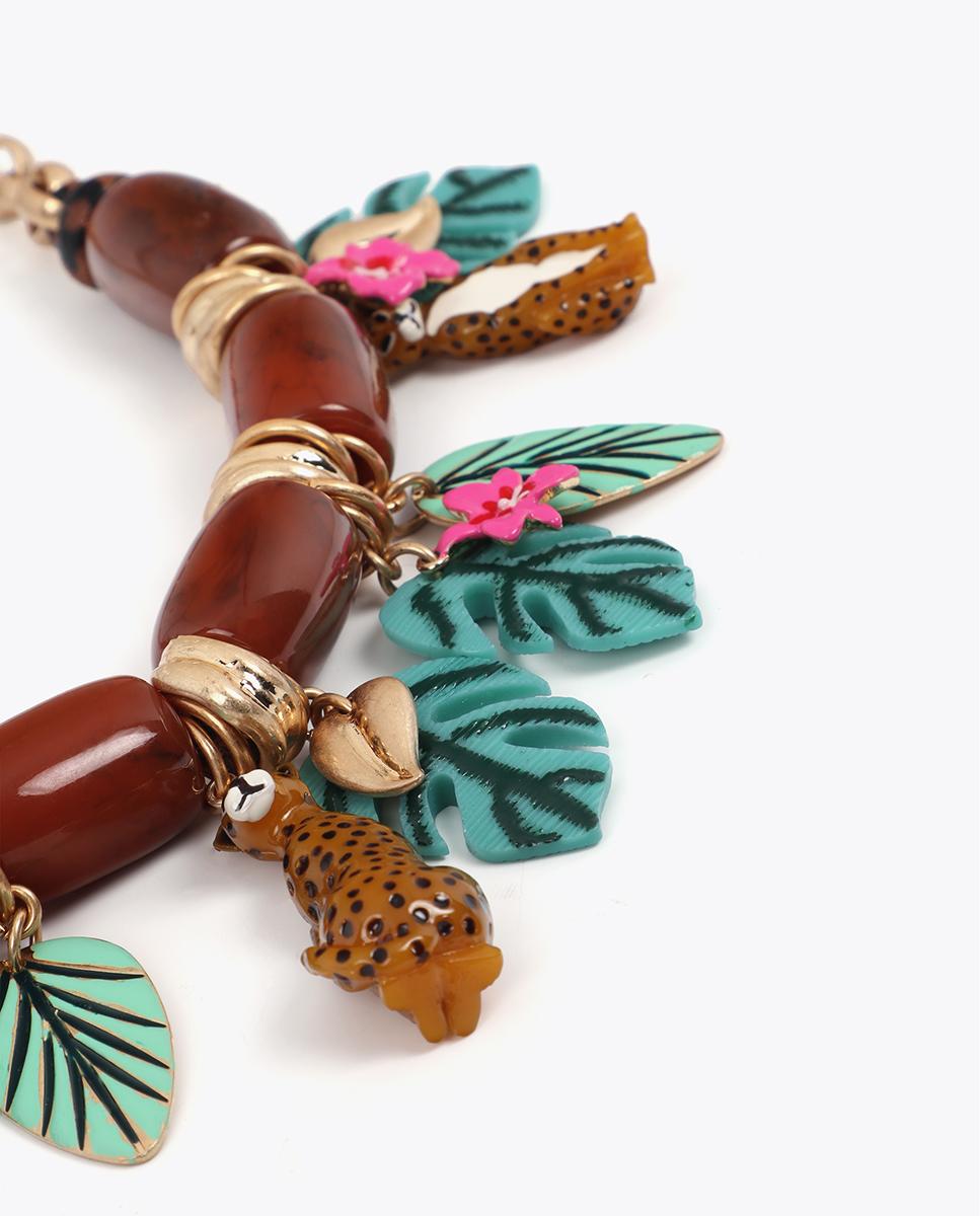 Colar Curto de Corrente com Charms Tropicais Multicolor-3