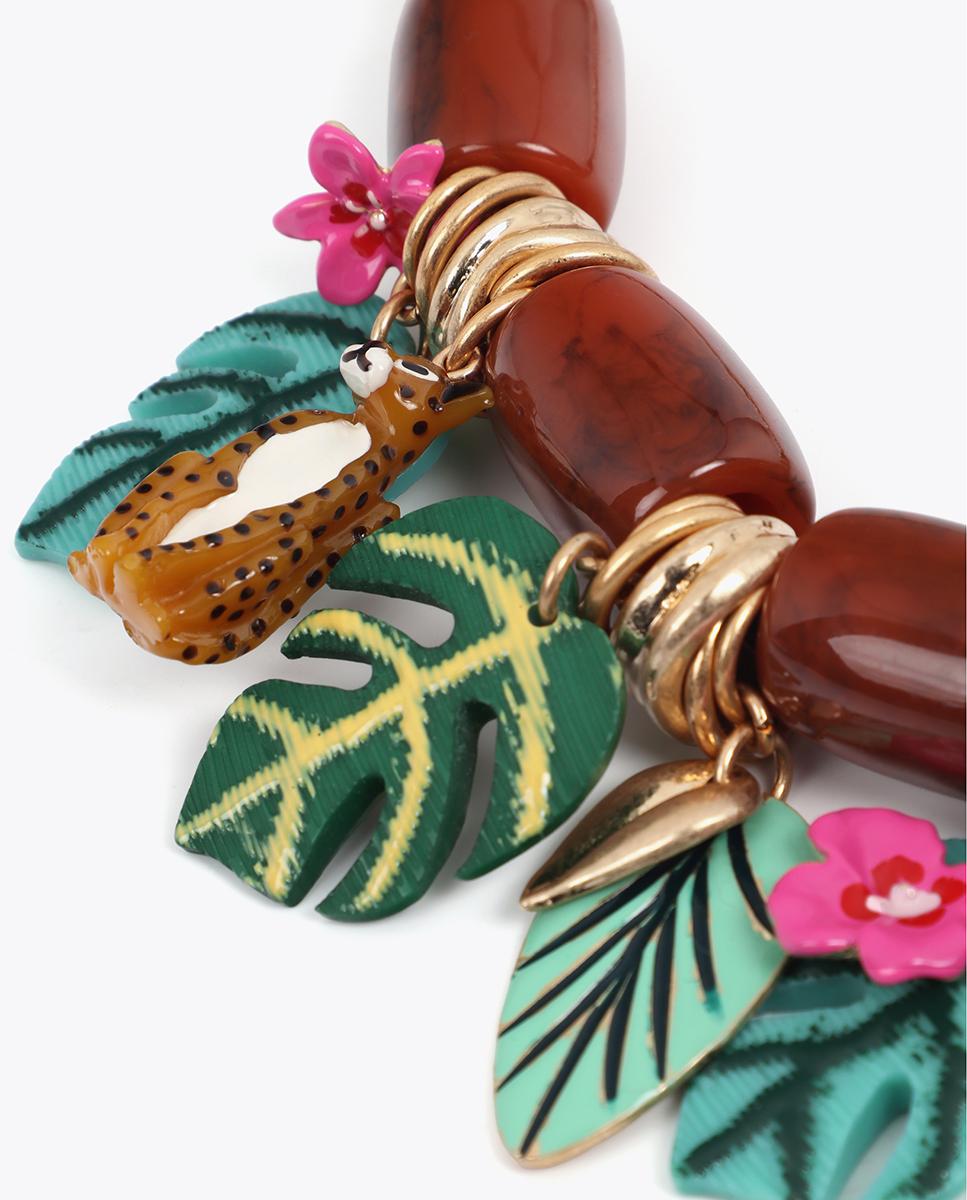 Colar Curto de Corrente com Charms Tropicais Multicolor-4