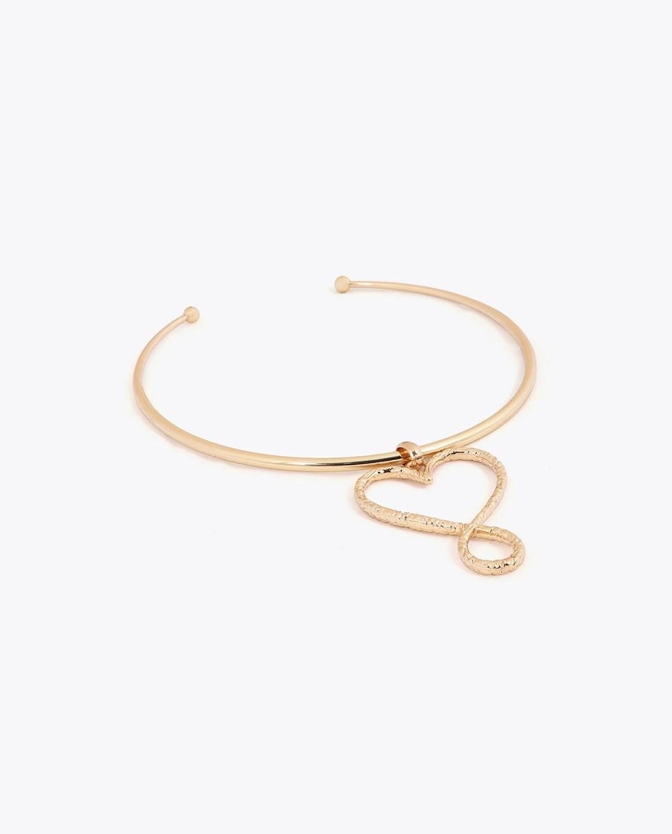 Choker Coração Infinito com Textura Martelada Dourado-2