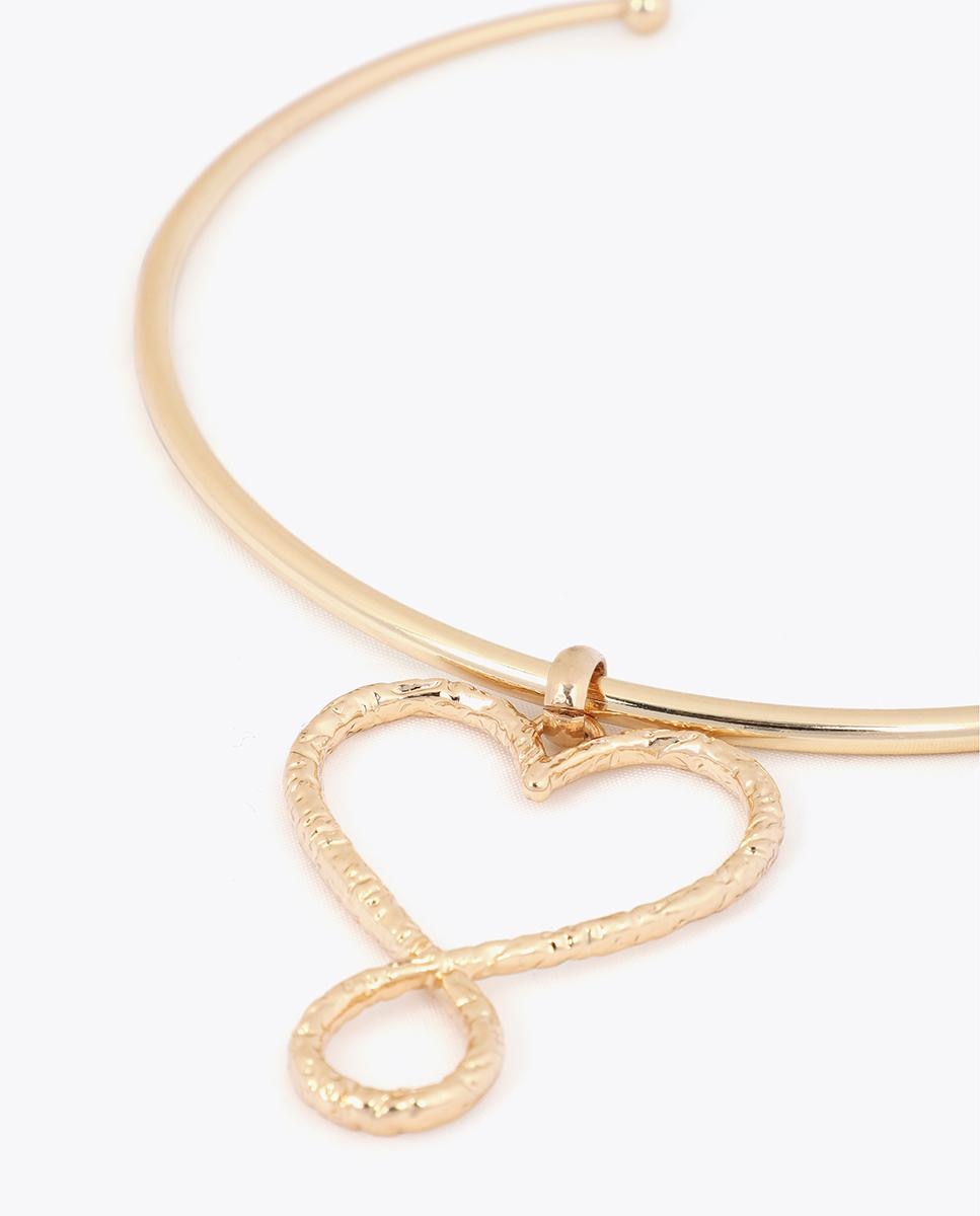 Choker Coração Infinito com Textura Martelada Dourado-3