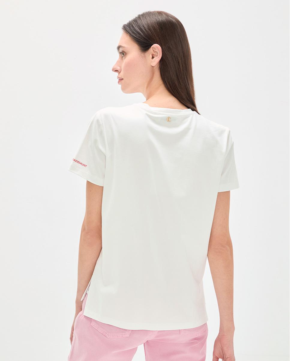 T-shirt com Mensagem Frontal de Pedraria Branco-5