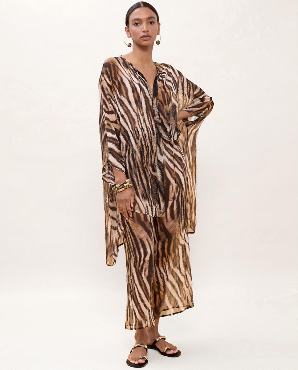 Camisa com Animal Print de Zebra Preto / Natural-5