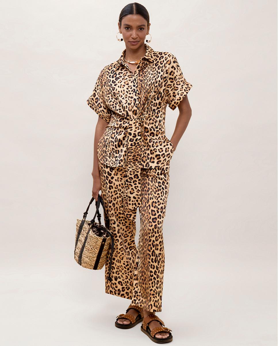 Camisa com Nó Animal Print Preto / Natural-5