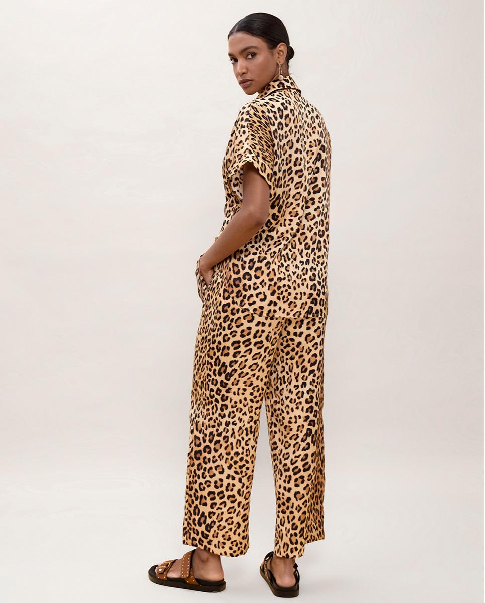 Camisa com Nó Animal Print Preto / Natural-4