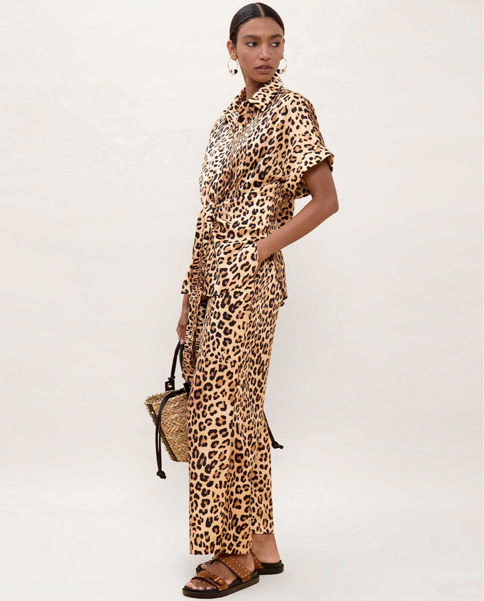 Camisa com Nó Animal Print Preto / Natural-6