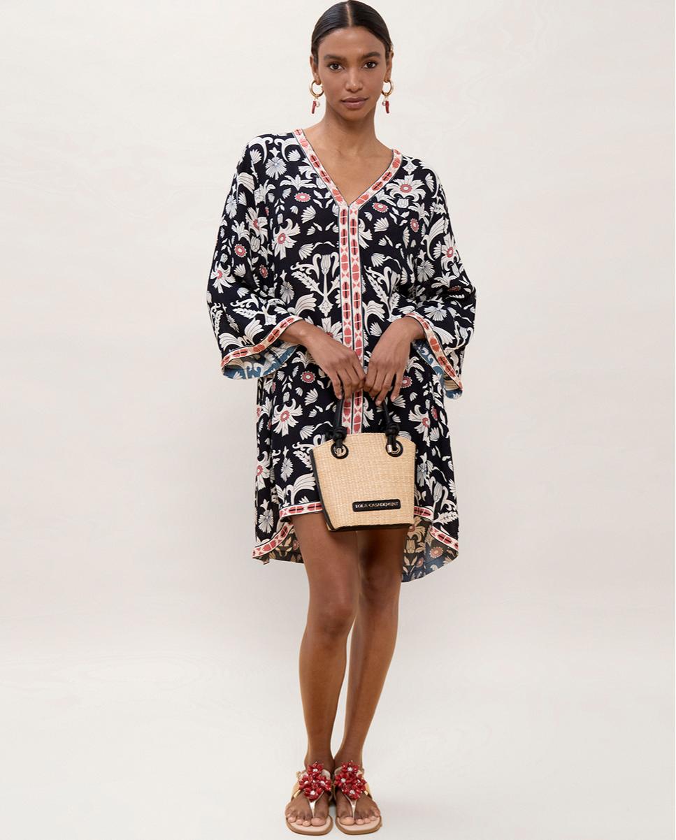 Vestido curto estampado Preto-1