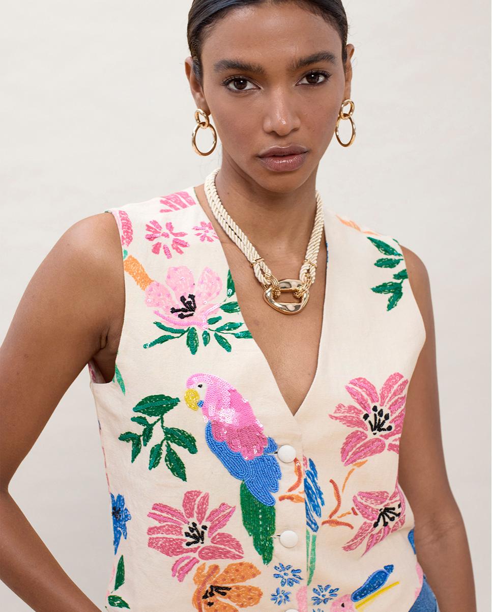 Imagem 0 de Colete com Pedras Multicolor