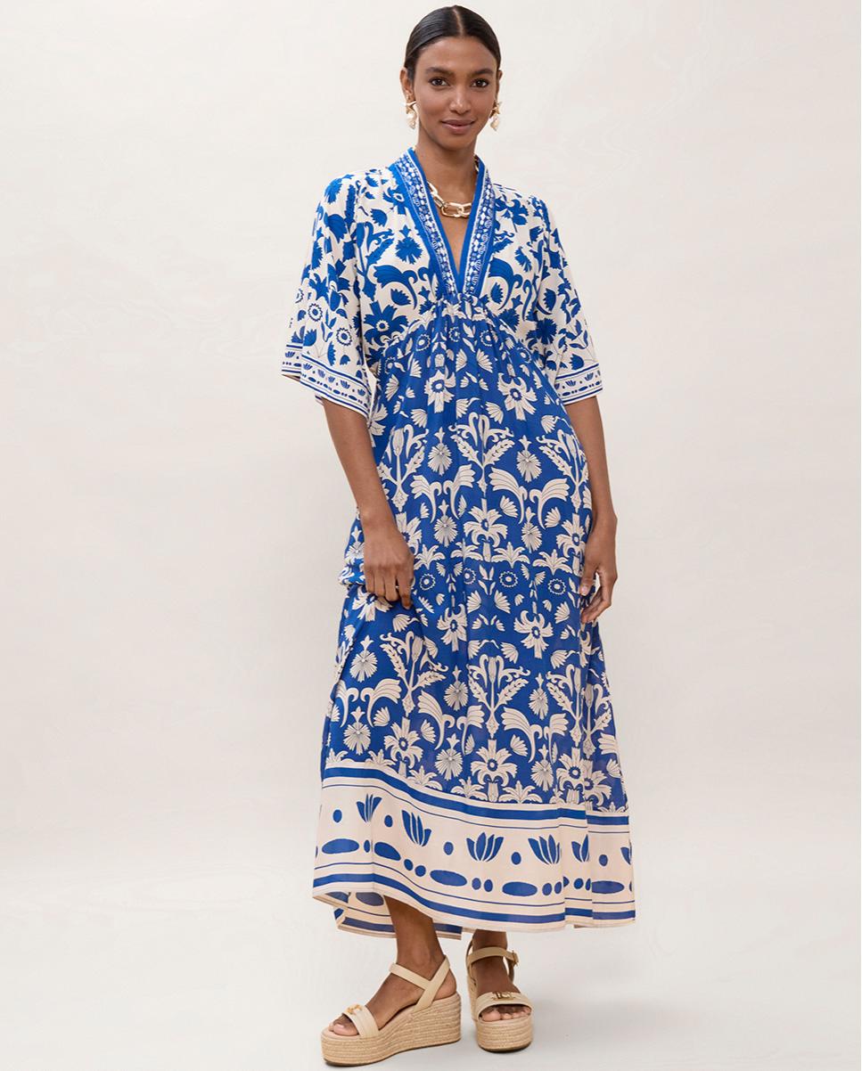 Imagem 0 de Vestido de Manga Comprida com Estampado Geométrico