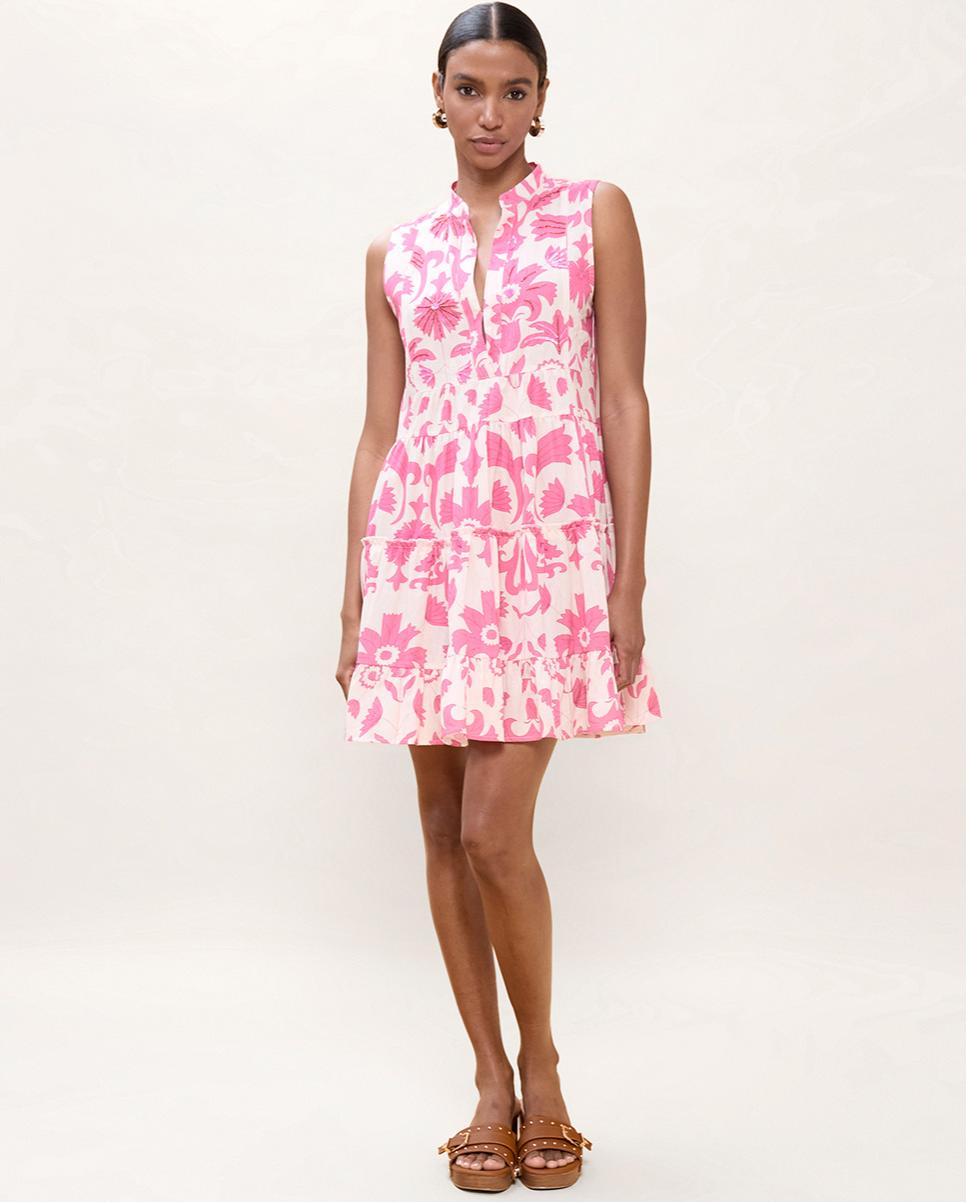 Imagem 0 de Vestido Curto Estampado com Folhos