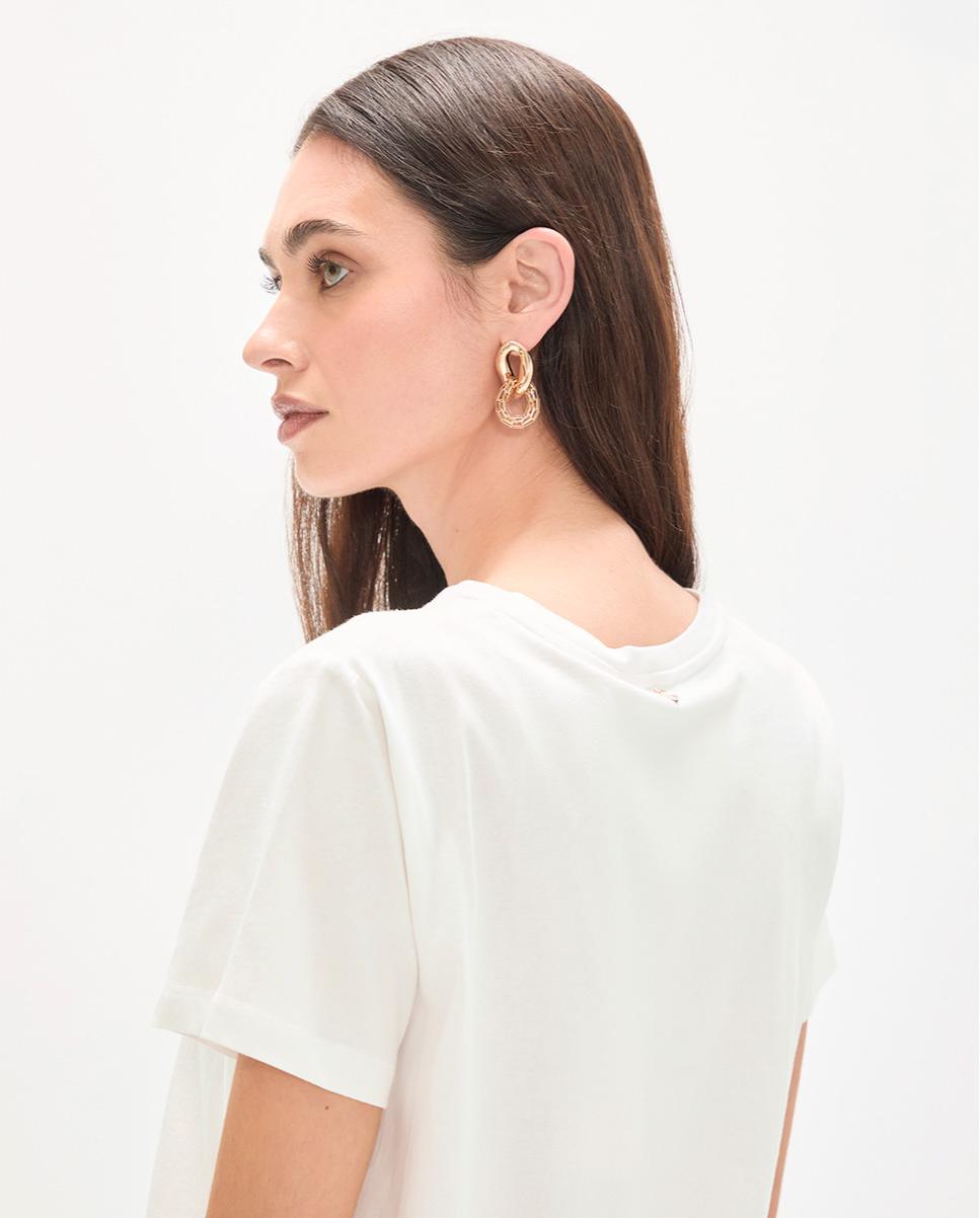 T-shirt com Leopardo de Perfil Branco-5
