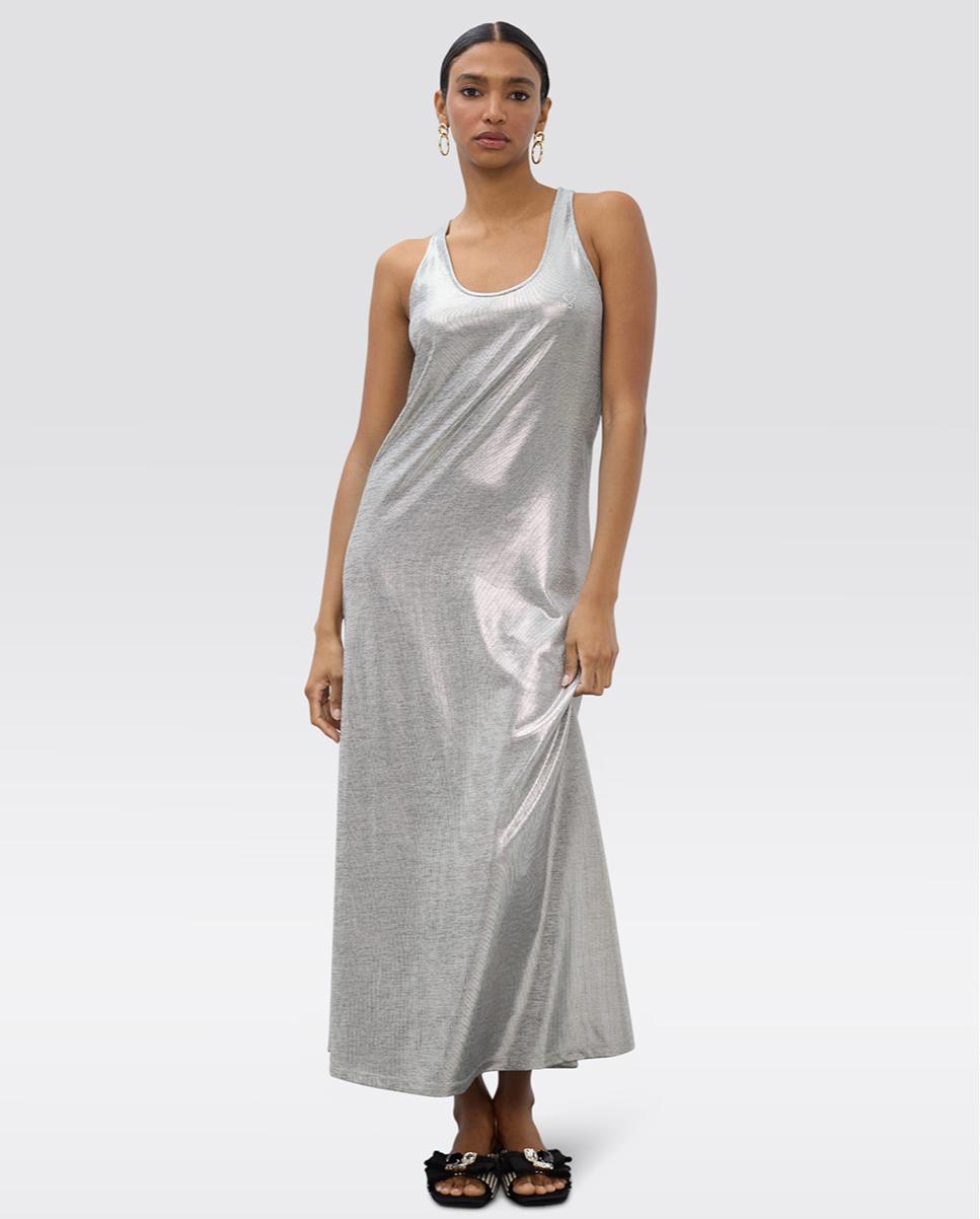 Imagem 0 de Vestido Comprido Laminado sem Mangas