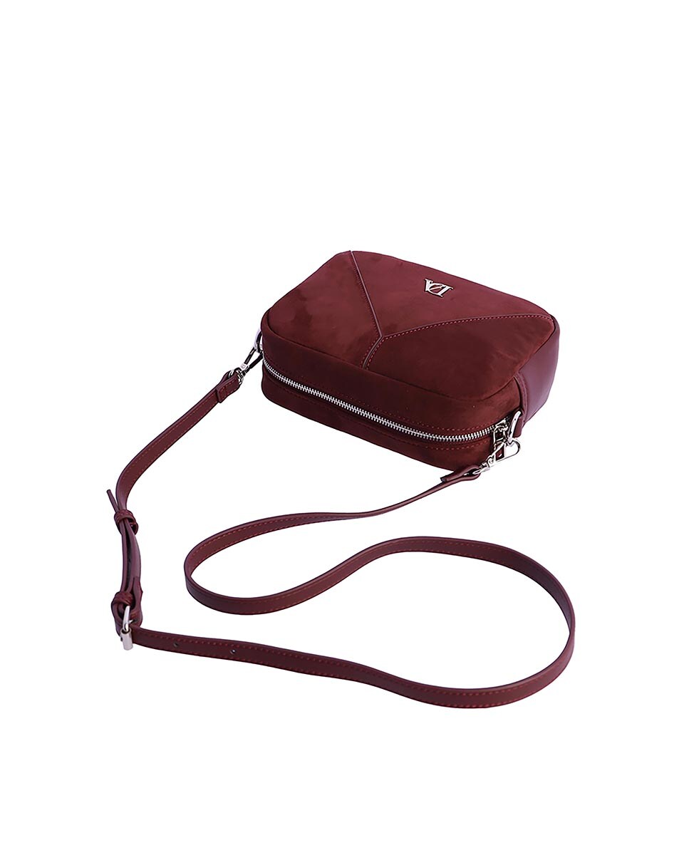 Mala a Tiracolo Norena com Fecho Zip Bordeaux-5