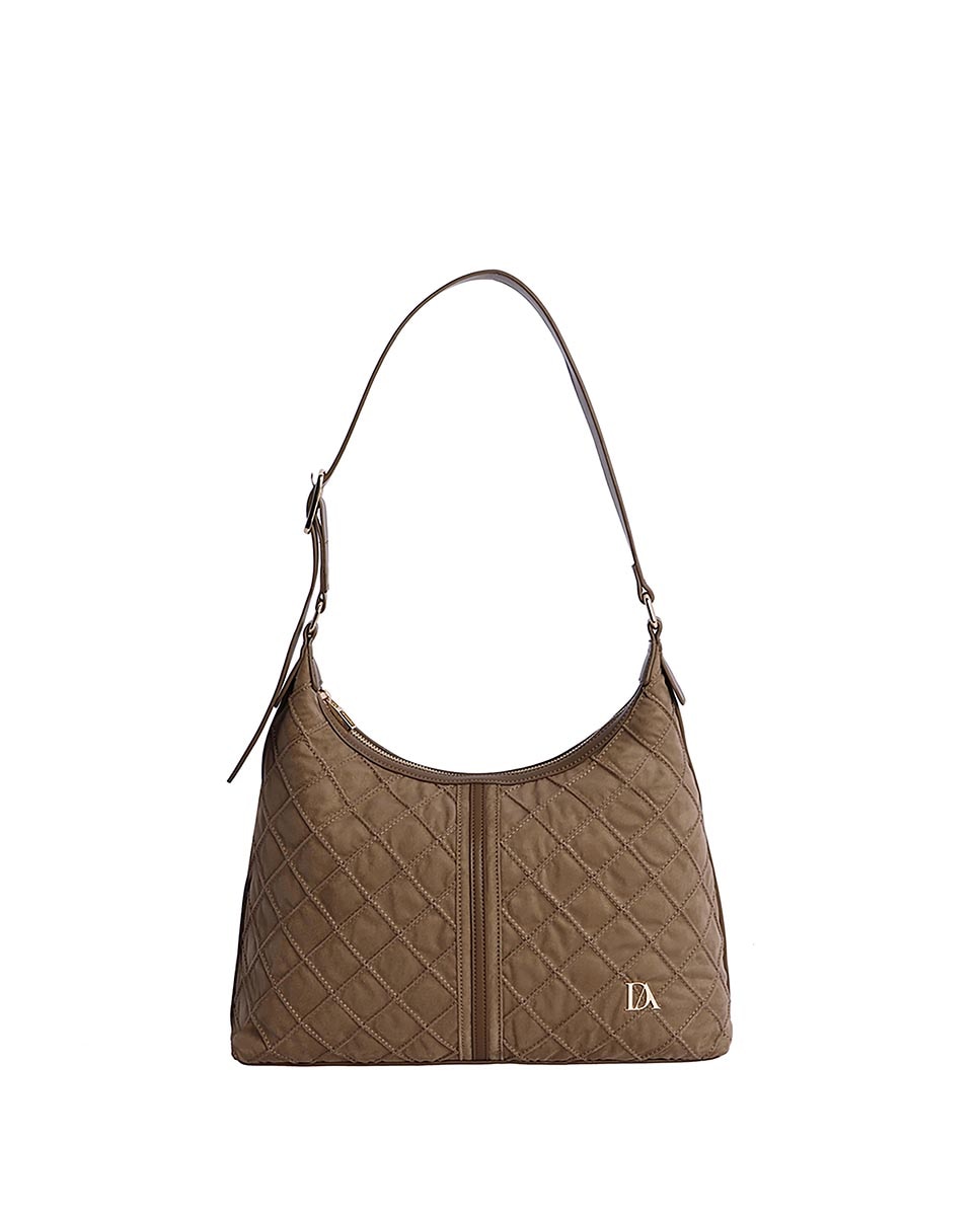 Imagem 0 de Mala de Ombro Sibera Taupe com Fecho Zip