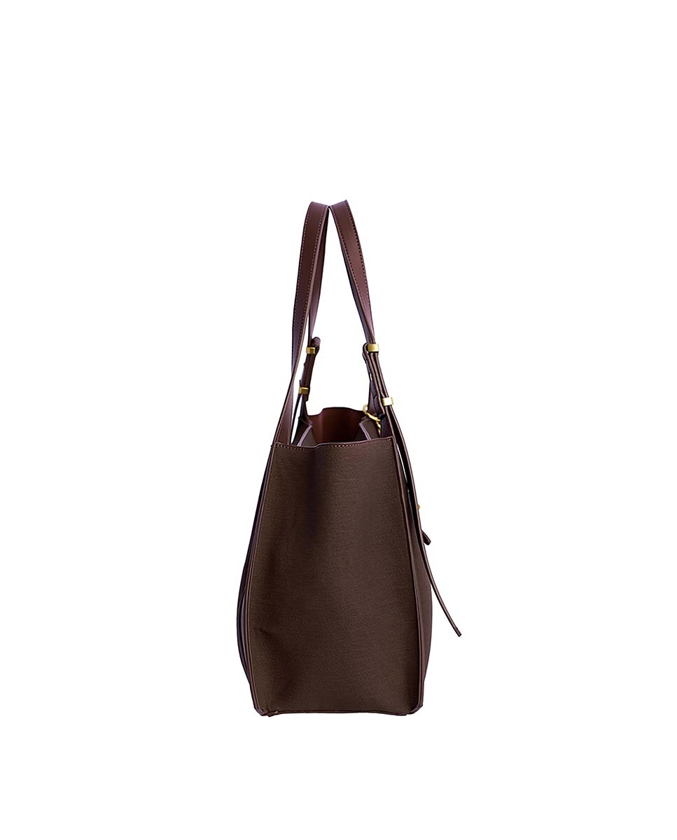 Mala de Ombro Llusia Castanho com Fecho Zip Castanho-6