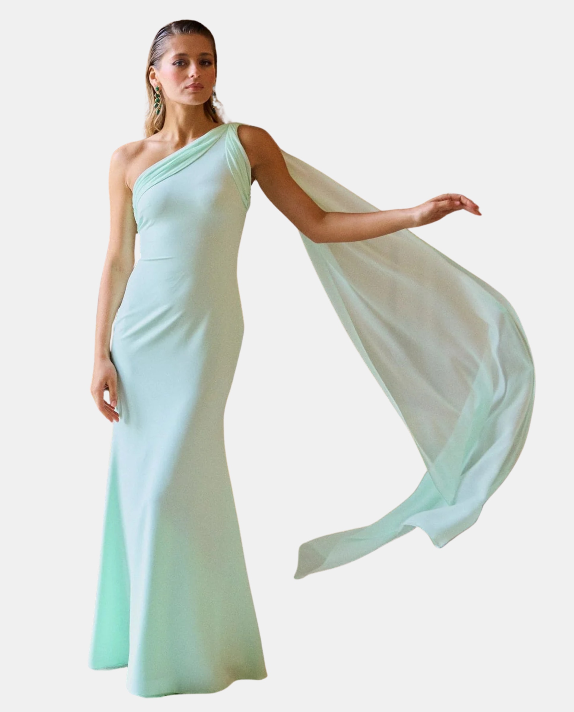 Imagem 0 de Vestido Comprido com Écharpe Multiposições e Decote Assimétrico