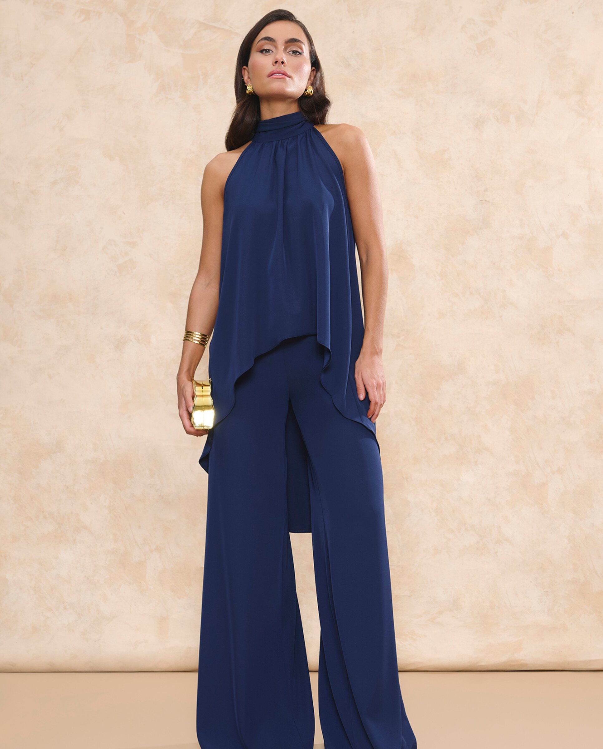 Top com Gola Halter e Costas Descobertas Azul-marinho-3