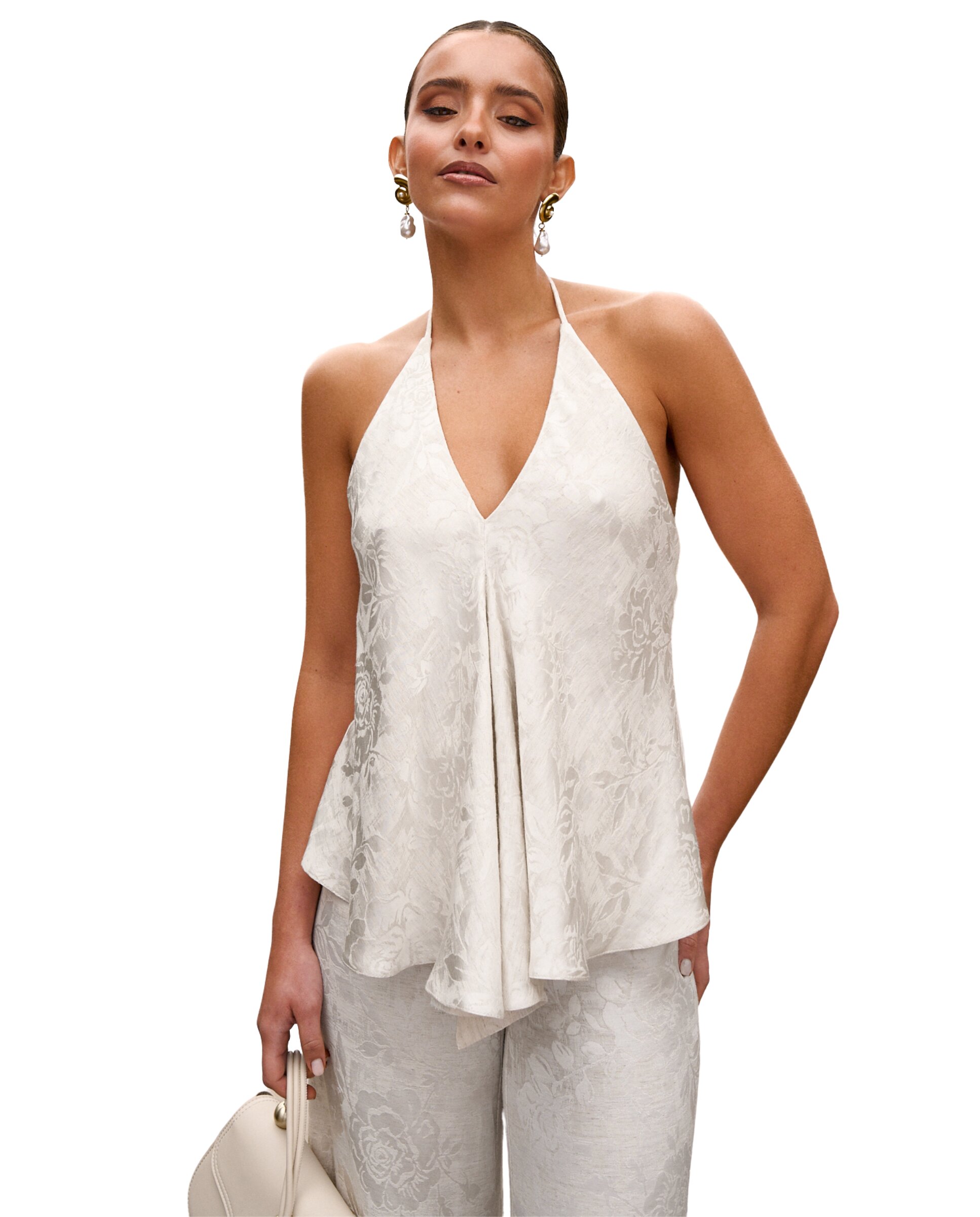 Top em Jacquard com Relevo Floral Branco-1