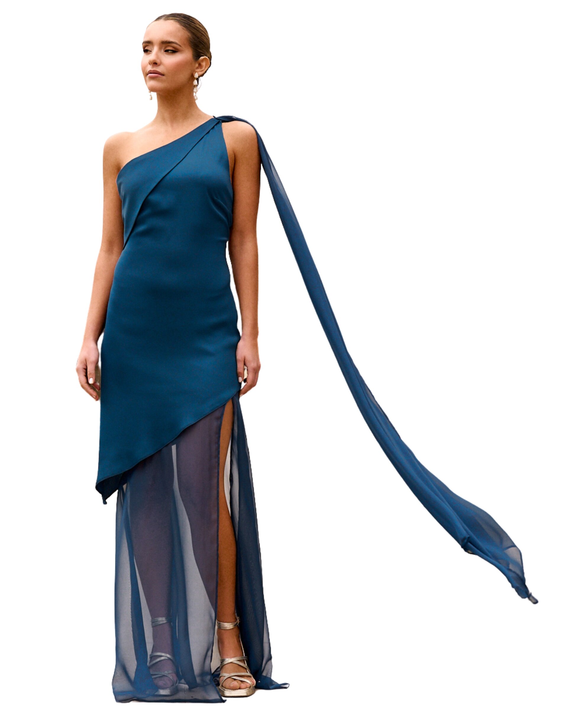 Imagem 0 de Vestido Comprido Assimétrico com Xaile Multiposições