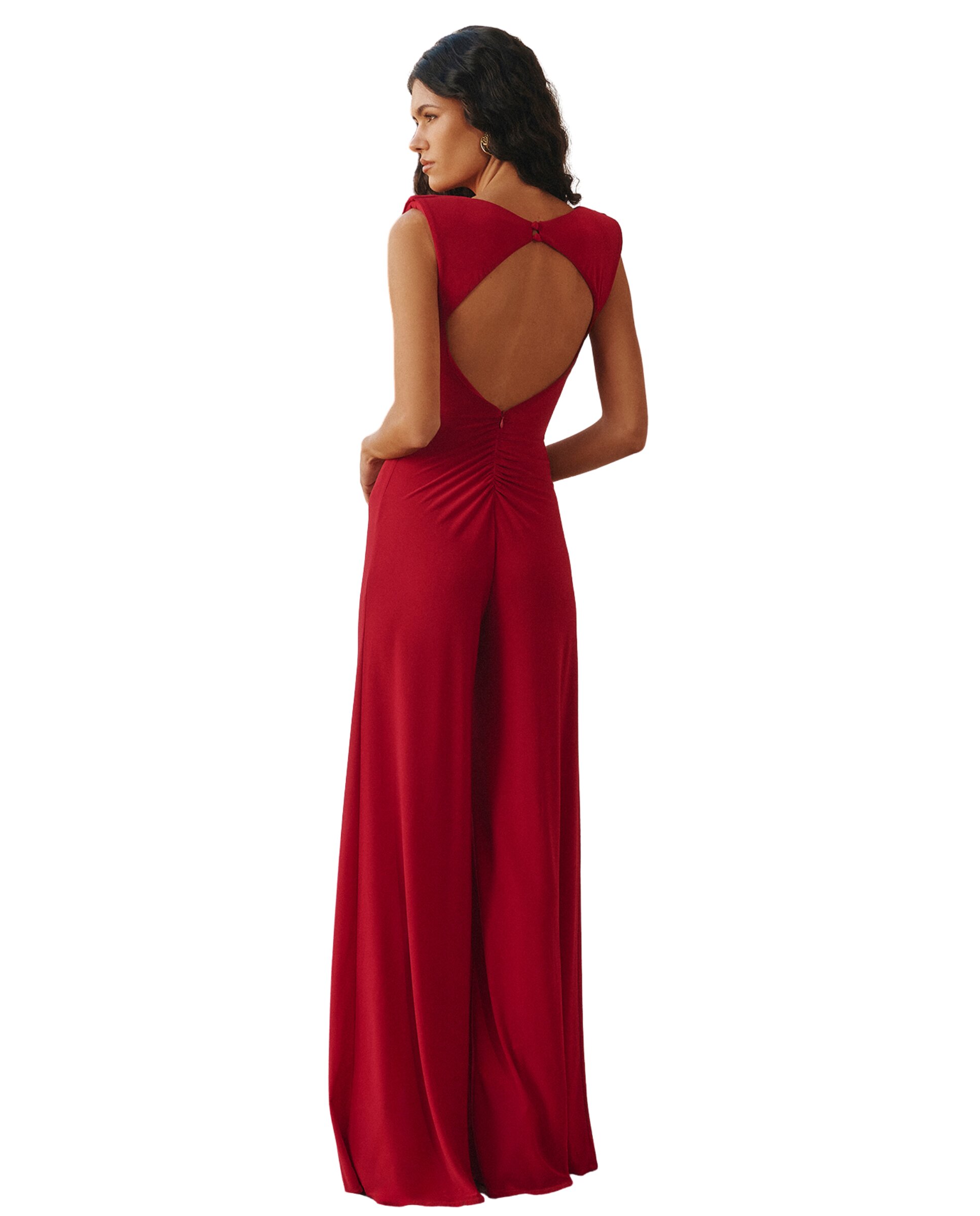 Macacão de Corte Maxi com Decote Lágrima nas Costas Vermelho-3