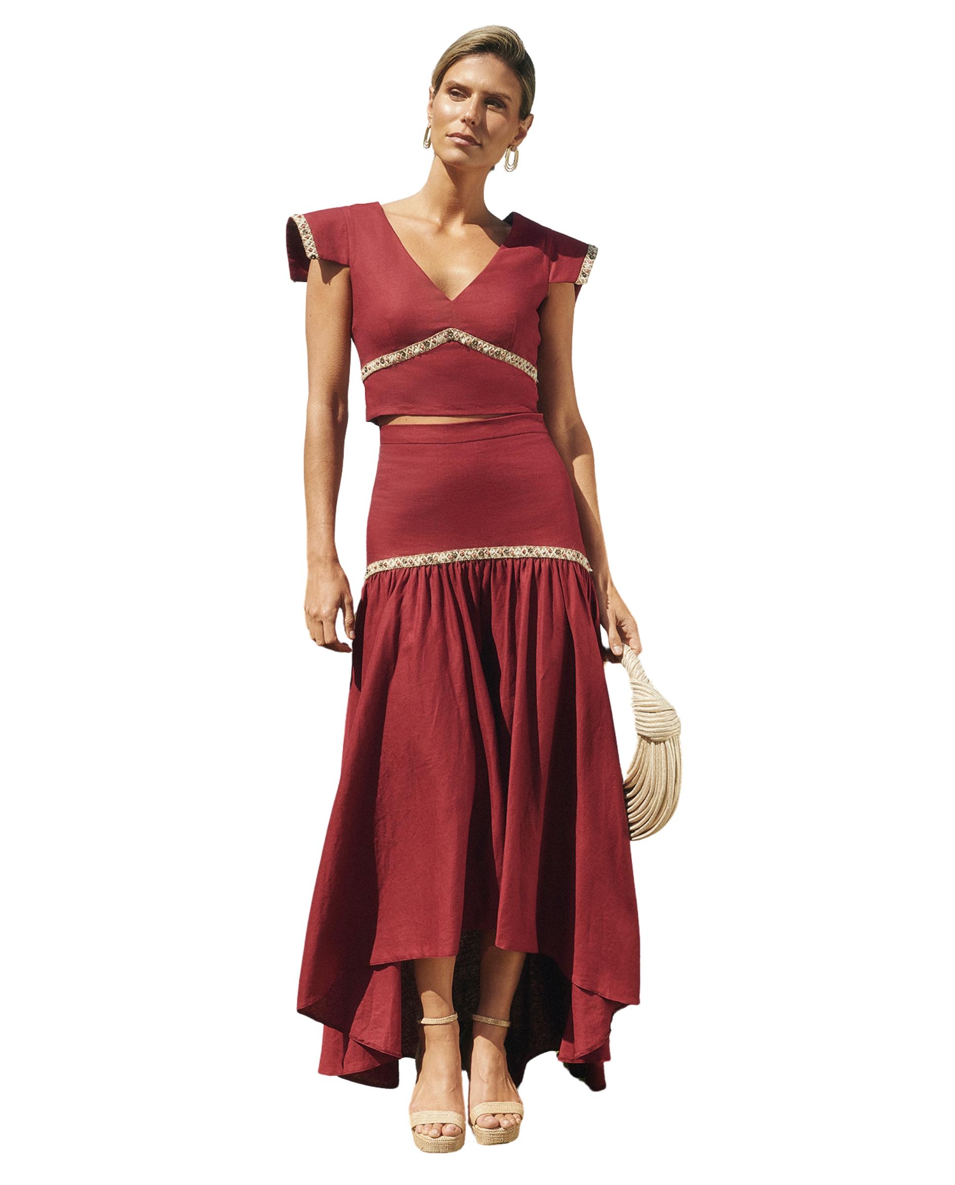 Imagem 0 de Falda larga asimétrica con corte en la cadera