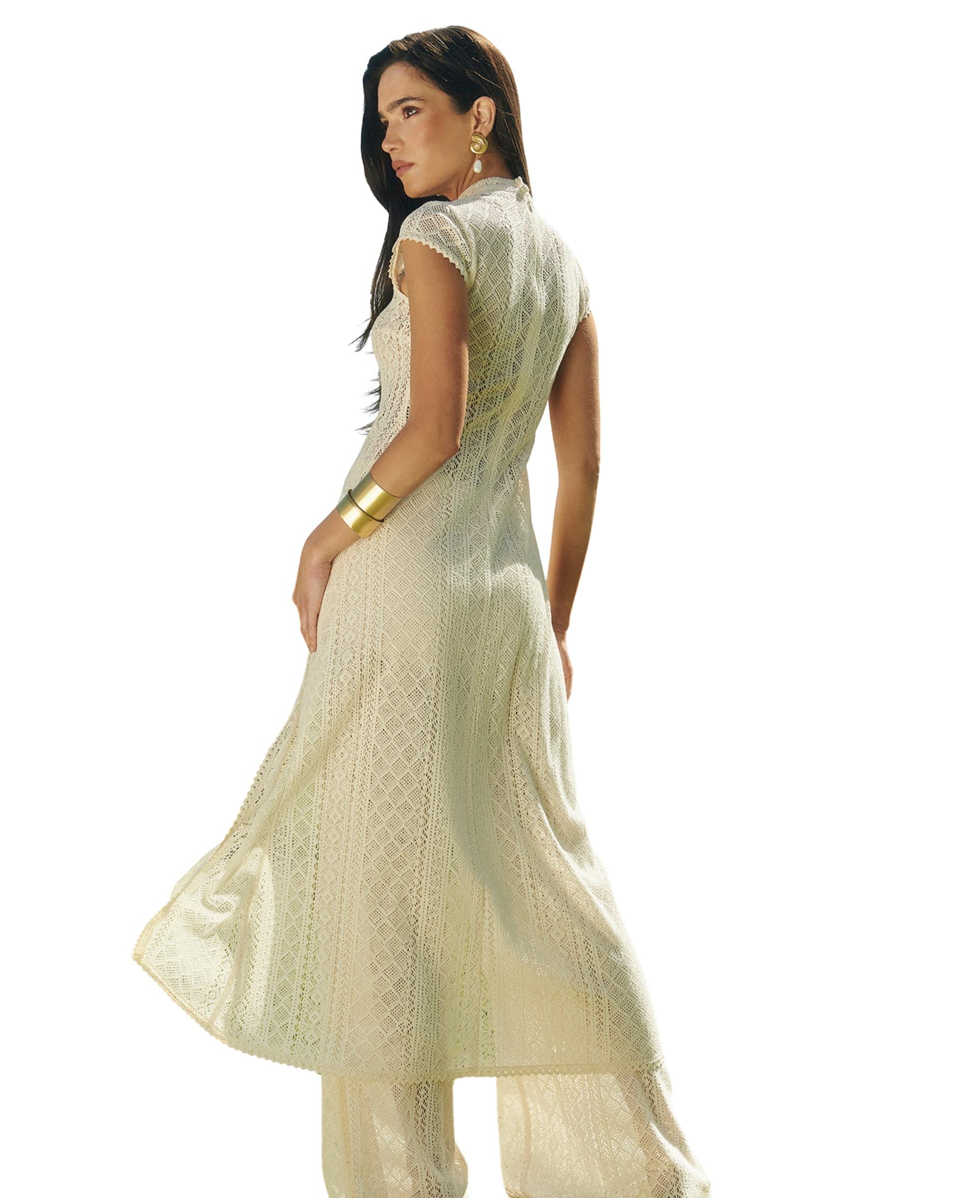 Pantalones anchos de mujer de punto calado Cru-5