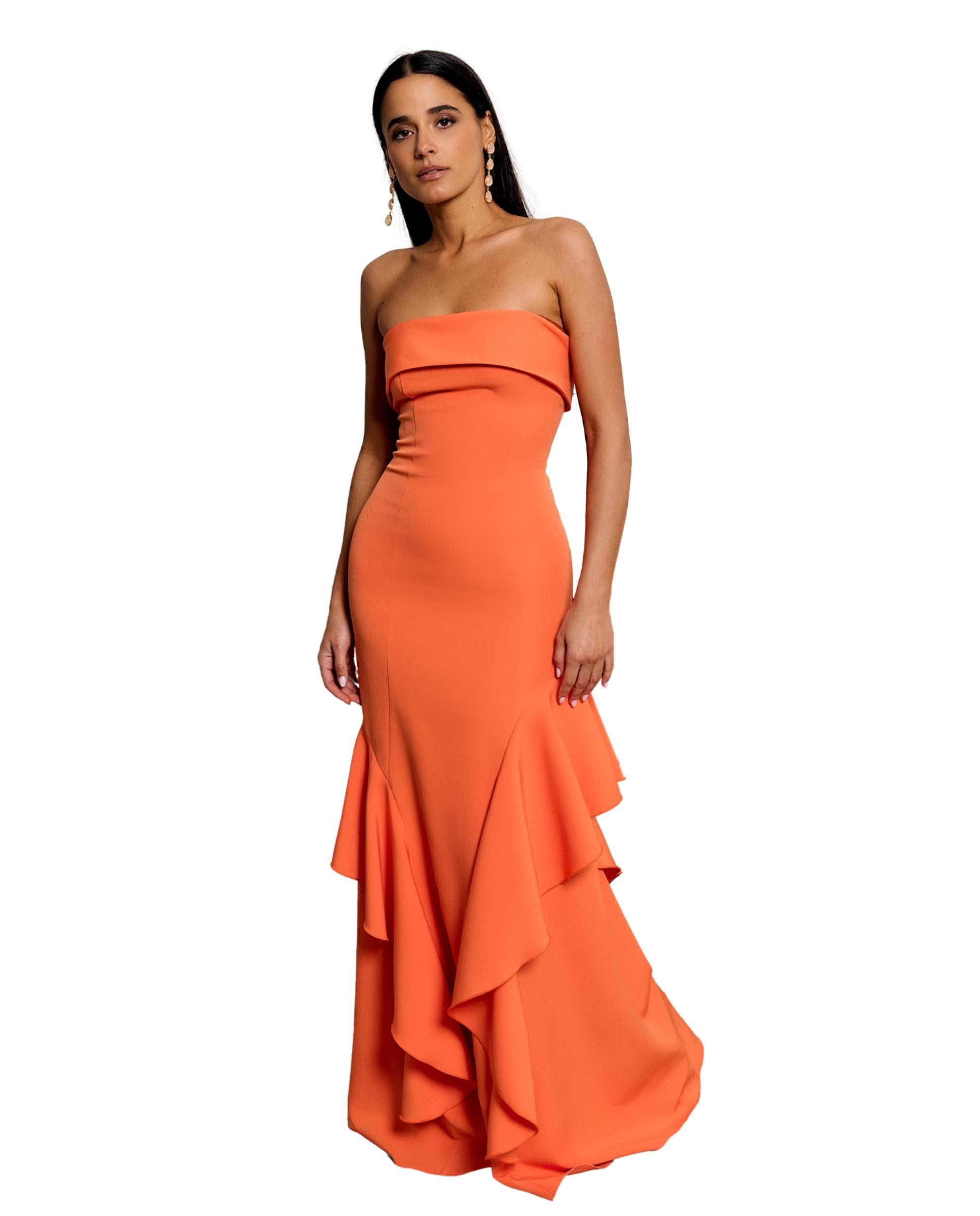 Imagem 0 de Vestido Comprido Cai-cai com Bainha em Folhos