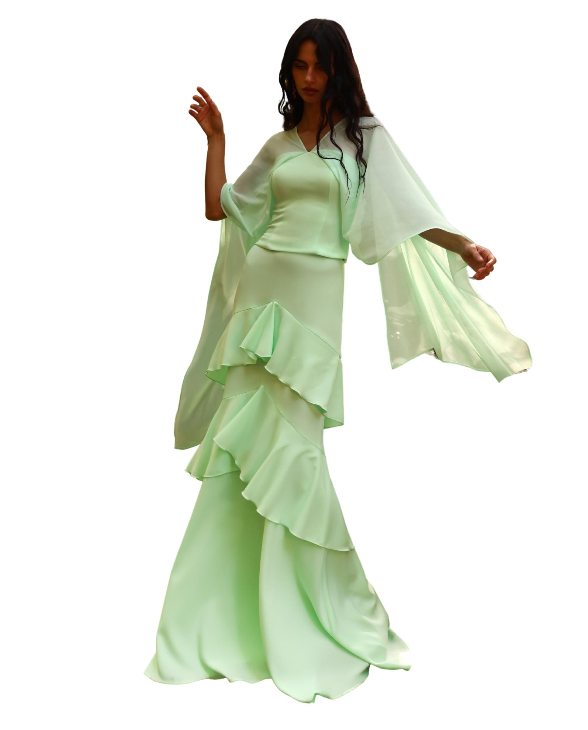Top Palavra de Honra com Écharpe Multiposições Verde-menta-4