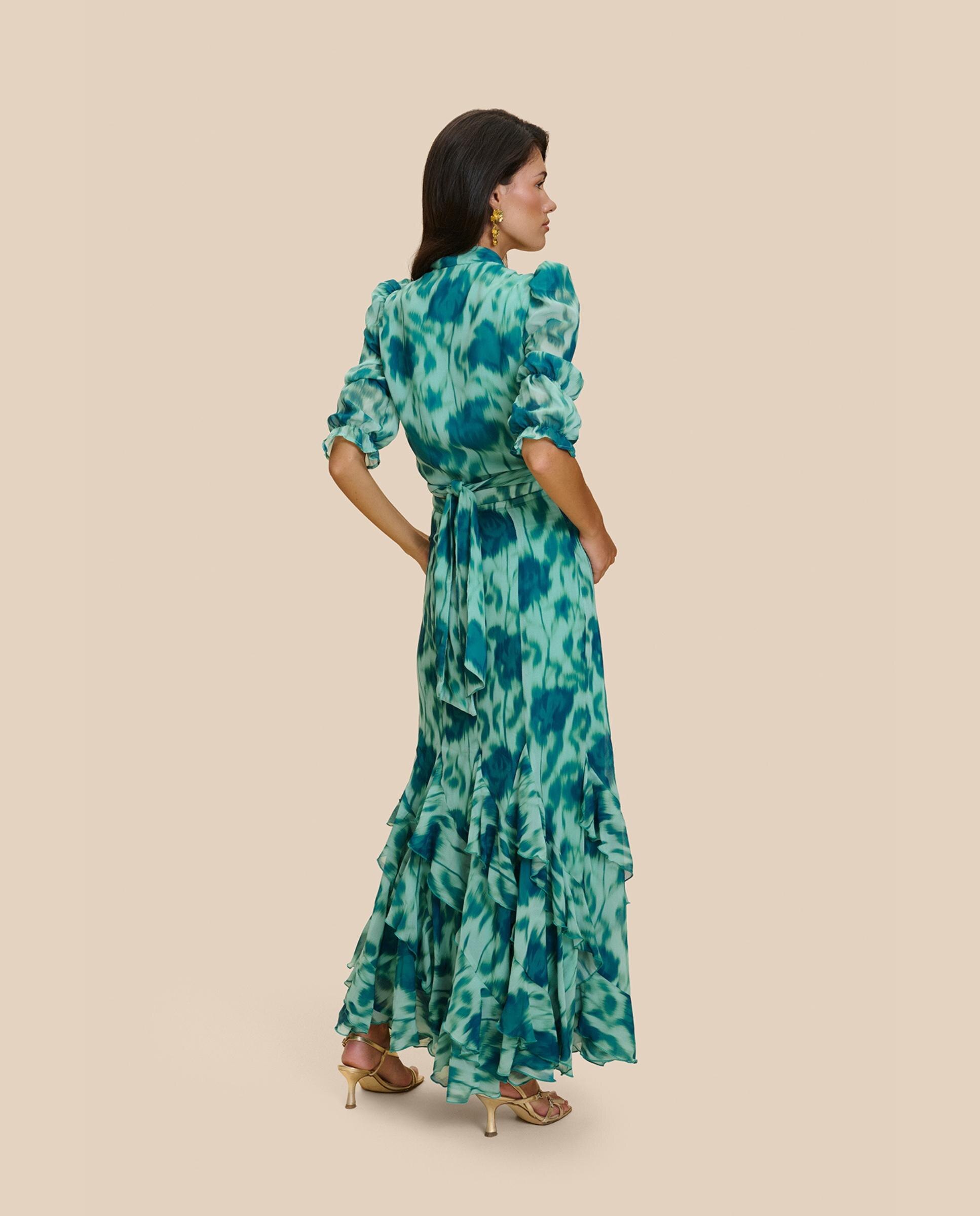 Top Estampado com Mangas Abalonadas Verde Água-2