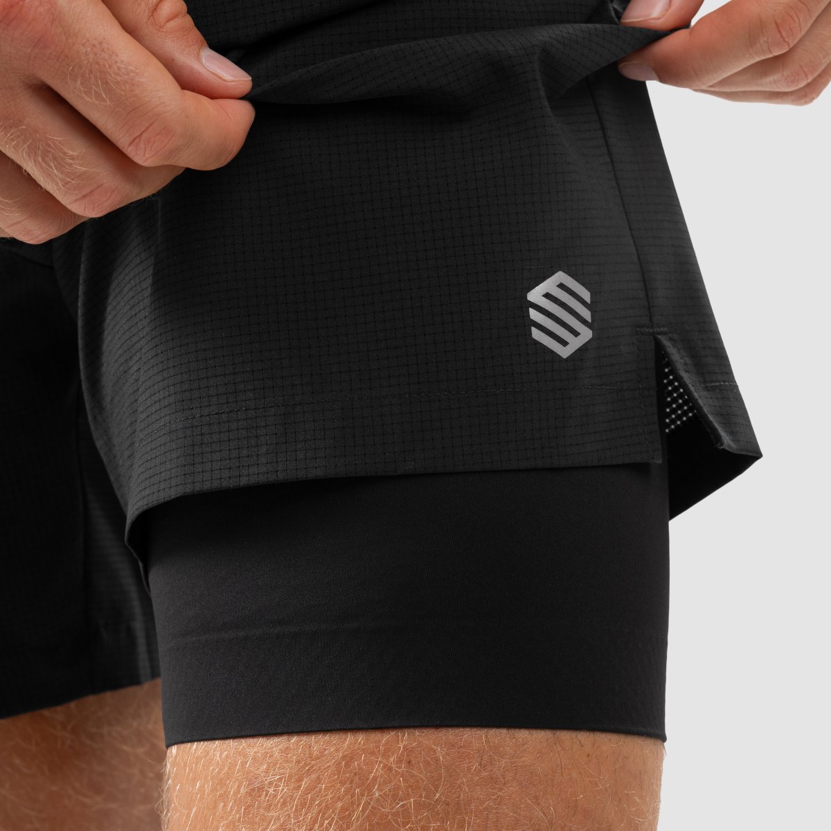 Calças Curtas de Dupla Camada Running Admix Siroko Preto-5