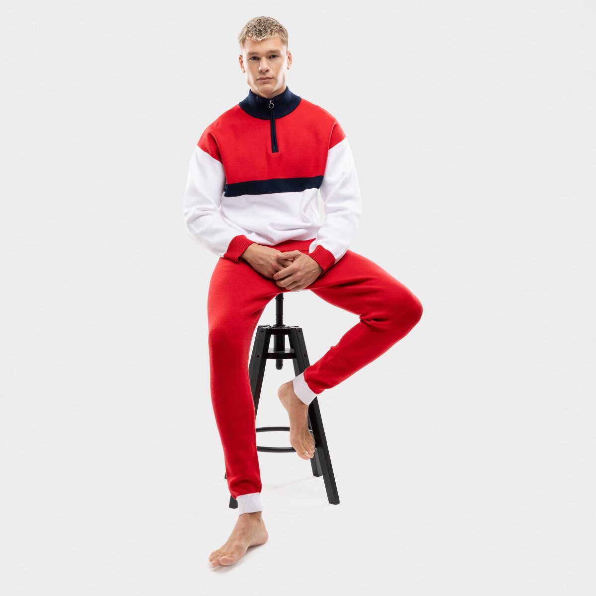 Camisola de Malha com Meia Fecho Zip Sapporo Red Siroko Vermelho-3