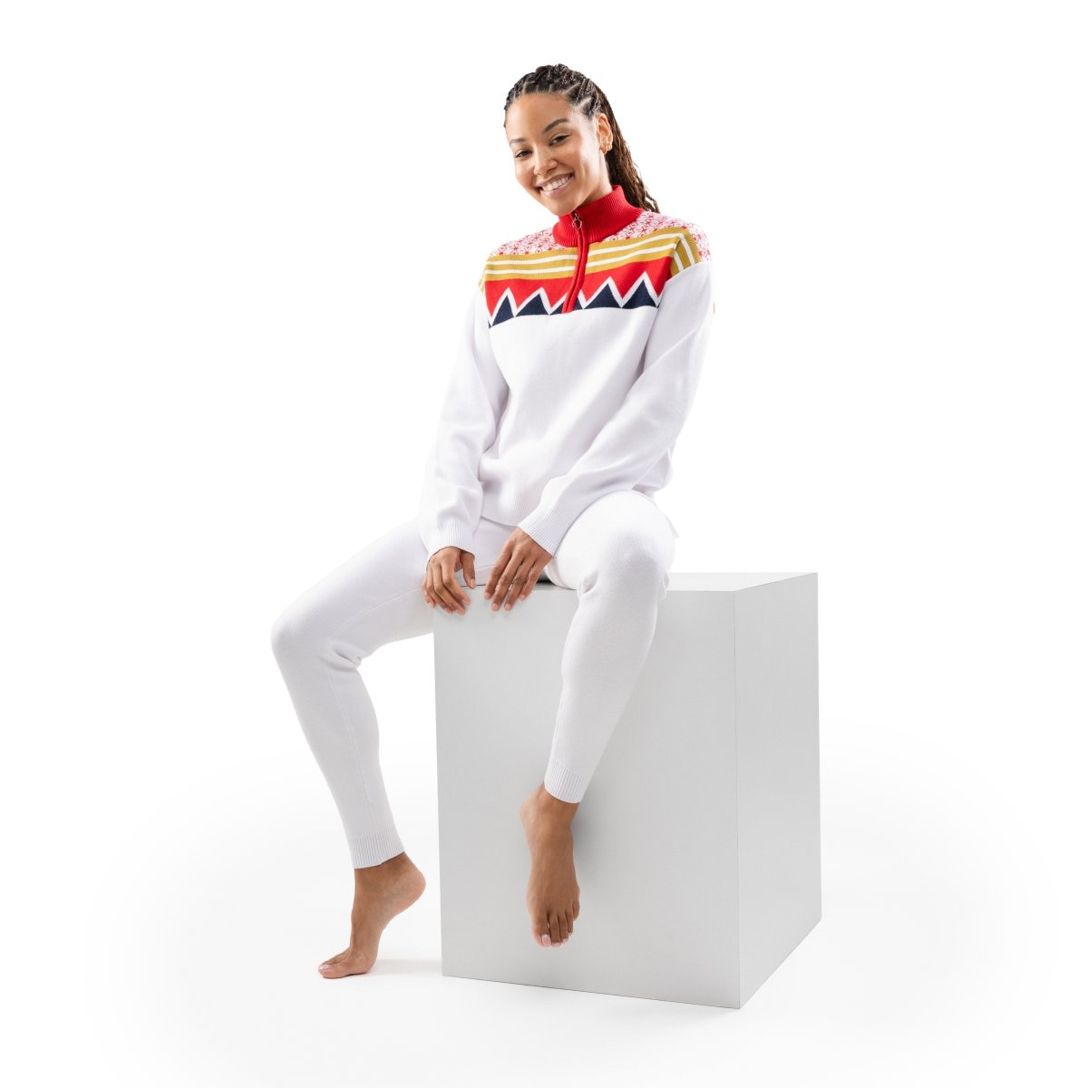 Camisola de Malha com Fecho Zip Médio Sapporo-w White Siroko Branco-3